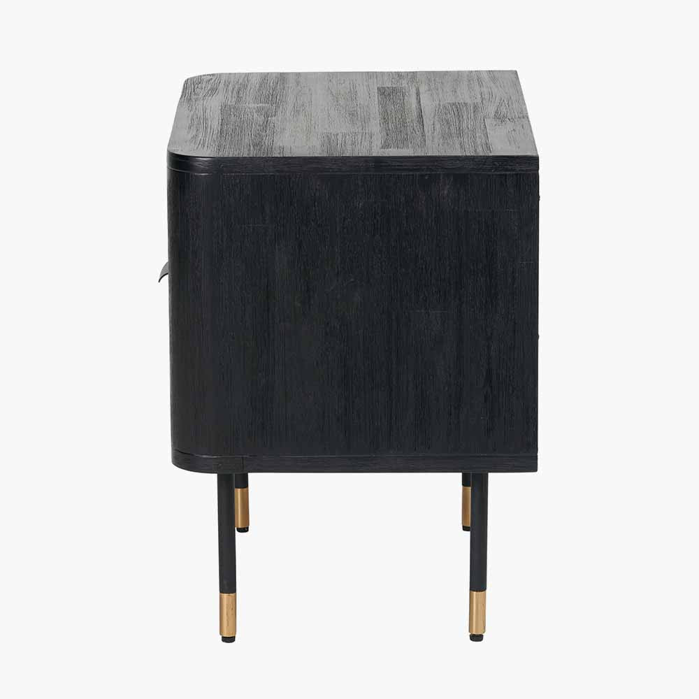 Fiji Black Acacia Wood & Natural Rattan Bedside Table